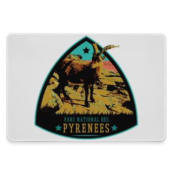 Ibex crest, Pyrenees Park: Protected Fauna - Large Gaming Mouse Mat - grey - Front