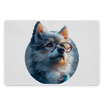 Illustration de Loup avec lunettes - Grand tapis de souris gamer - bruyère - Devant