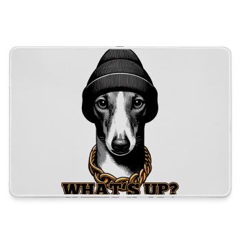 Windhund Was geht ab? Hund Geschenk - Mousepad groß für Gamer - Grau - Vorne