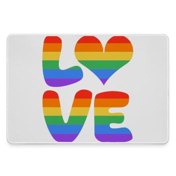 Rainbow Love Heart Design - Large Gaming Mouse Mat - grey - Front