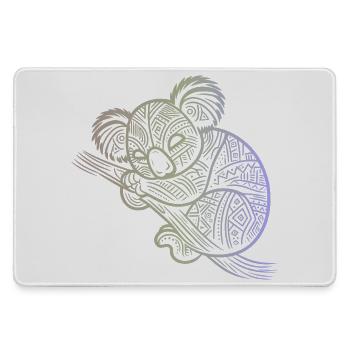 Koala in Aborigine-Mustern, Stammesmuster - Mousepad groß für Gamer - Grau - Vorne