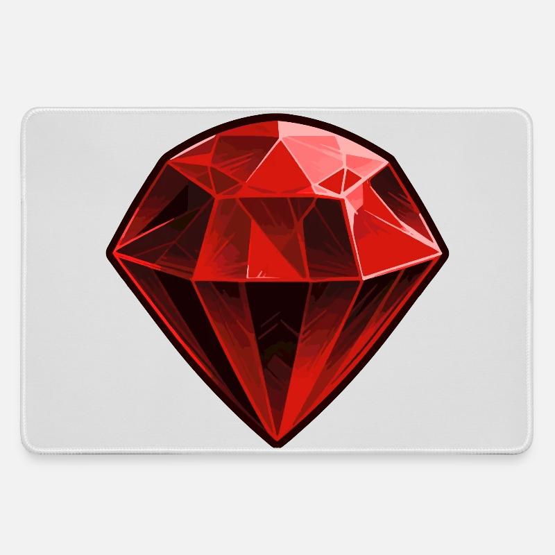 Precious Red Ruby Gemstone - Large Gaming Mouse Mat - grey