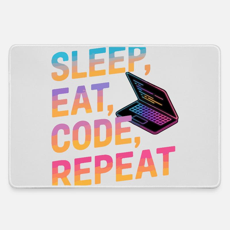 Sleep, Eat, Code, Repeat - Large Gaming Mouse Mat - grey
