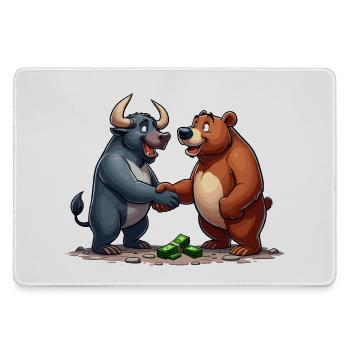 Stock Market Taurus Bear Handshake Profit Gift - Large Gaming Mouse Mat - grey - Front