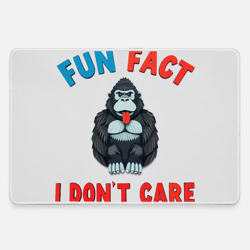 Funny Gorilla Fun Fact I don't Care - Large Gaming Mouse Mat - grey