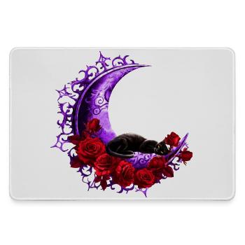 mondsichel, Katzen motiv, Rosenblüten - Mousepad groß für Gamer - Grau - Vorne