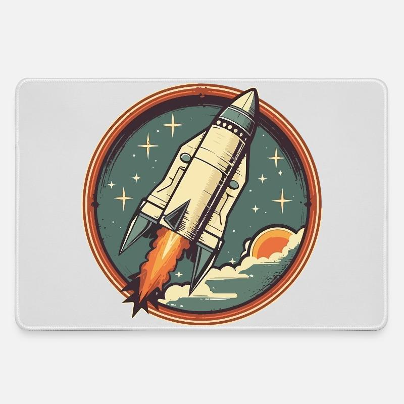 Fusée Rétro - Fusée Spatiale - Grand tapis de souris gamer - bruyère