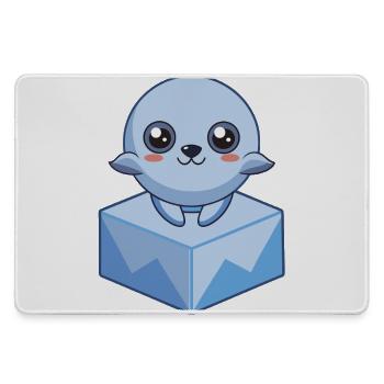 Baby-Pixelsiegel auf einem Eiswürfel - Mousepad groß für Gamer - Grau - Vorne
