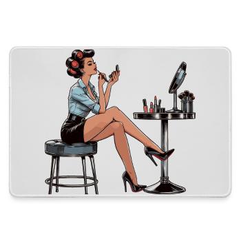 Woman Rockabilly Make Up Make Up Retro Gift - Large Gaming Mouse Mat - grey - Front