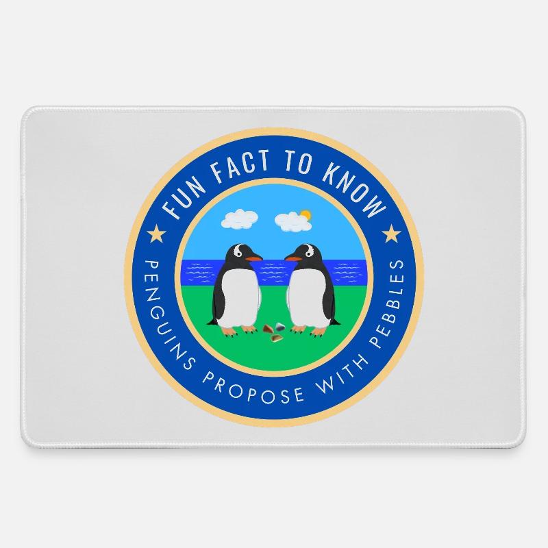 Penguins propose with pebbles - Large Gaming Mouse Mat - grey