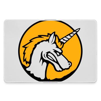Einhorn Böse Wütend Angriff Zähne knirschen sauer - Mousepad groß für Gamer - Grau - Vorne