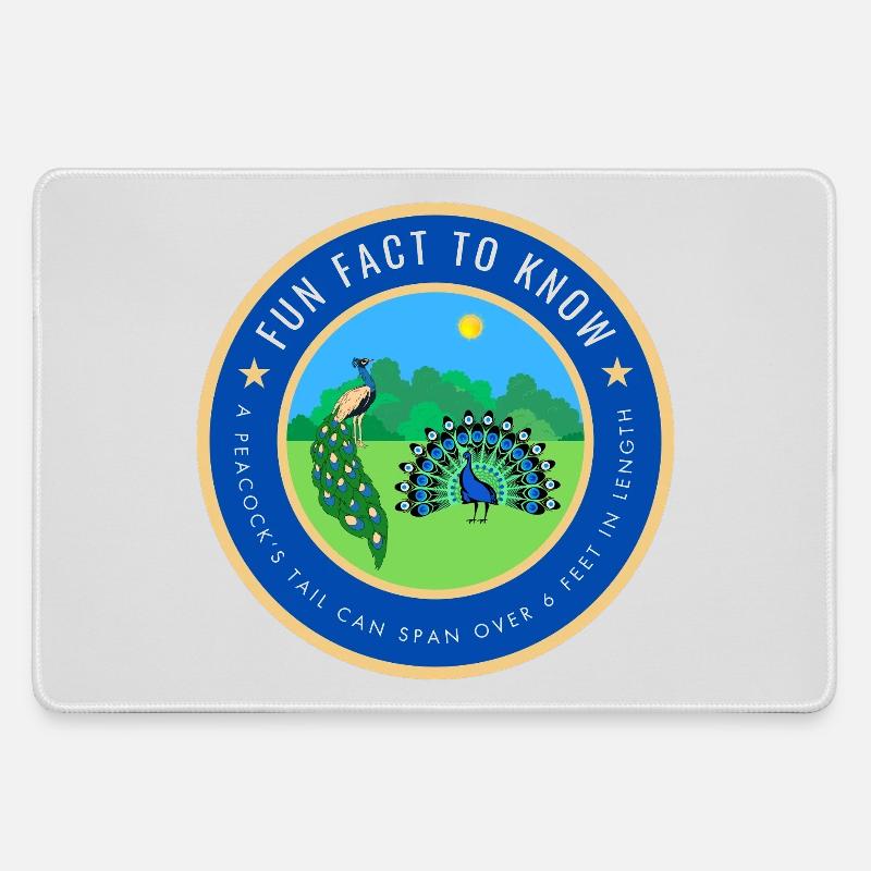 Peacock Fact - Large Gaming Mouse Mat - grey