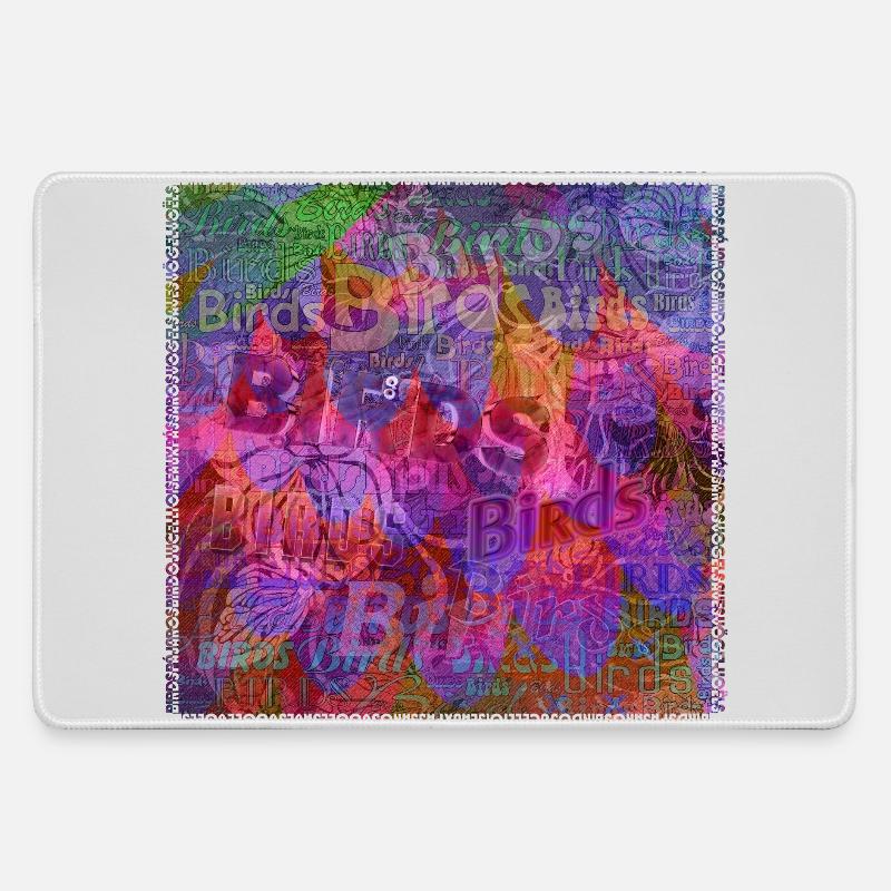 Words & Birds V1 - Large Gaming Mouse Mat - grey