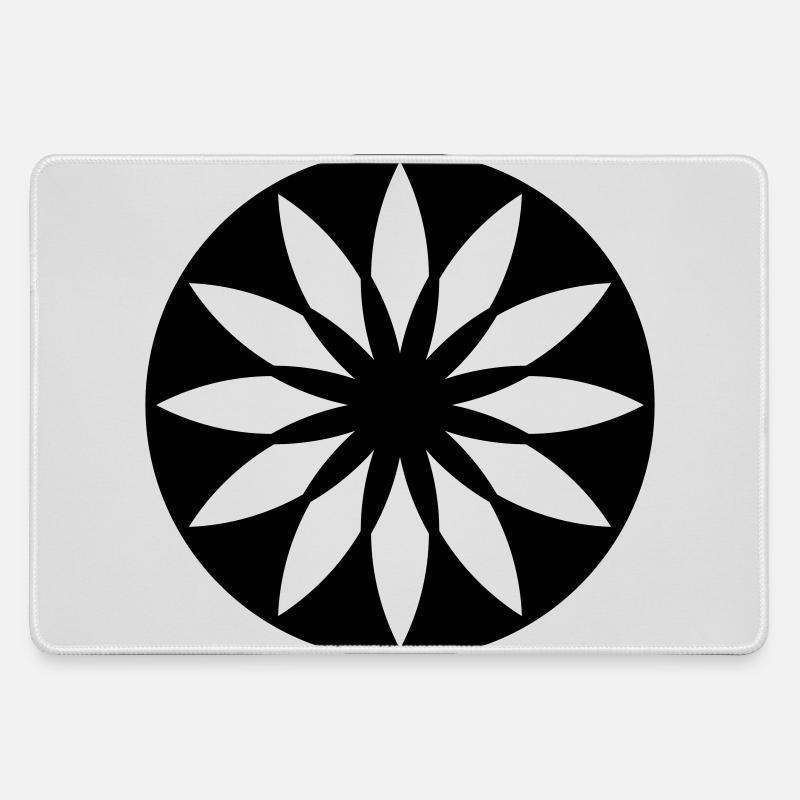 Stellar Bloom – Crop Circle Mandala - Large Gaming Mouse Mat - grey