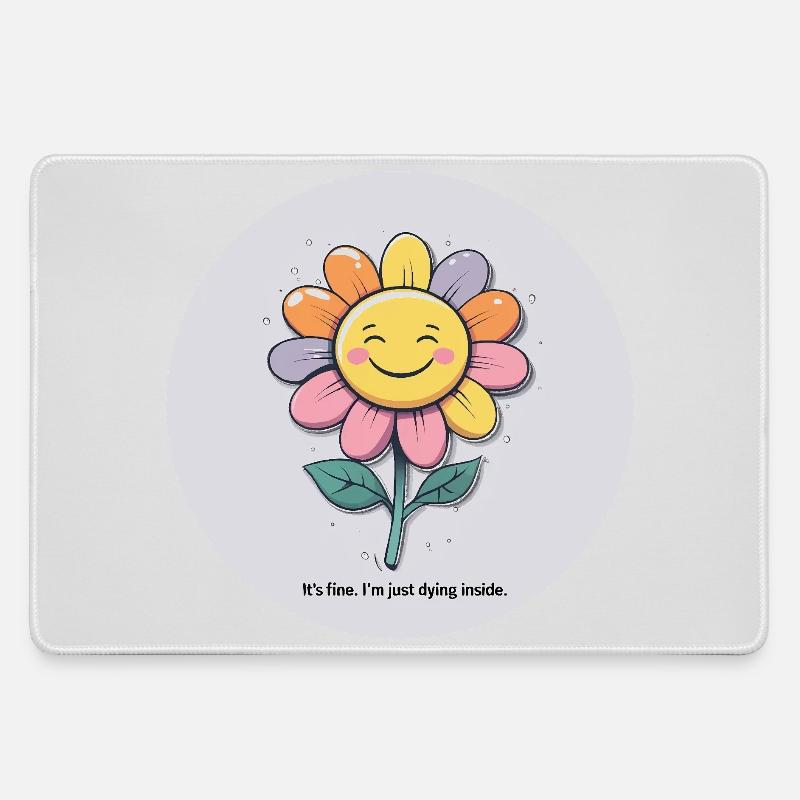 Cheerful Flower - Large Gaming Mouse Mat - grey