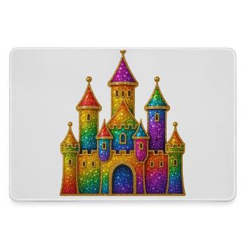 Regenbogen-Glitzer-Schloss-Design - Mousepad groß für Gamer - Grau - Vorne