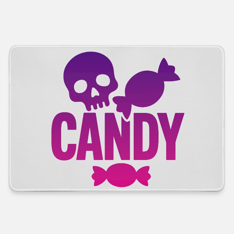 Skeleton and Whimsical Candy - Large Gaming Mouse Mat - grey