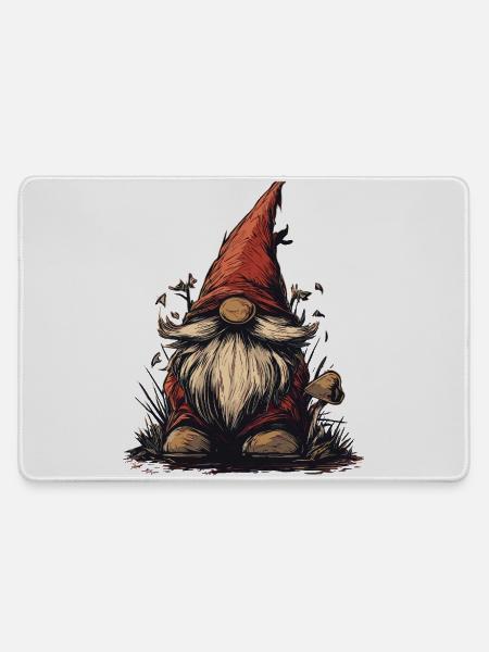 Lustiger Gartenzwerg  - Mousepad groß für Gamer - Grau