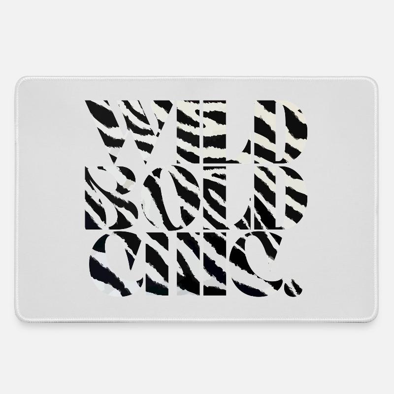 Wild Bold Chic Zebra Typography - Large Gaming Mouse Mat - grey