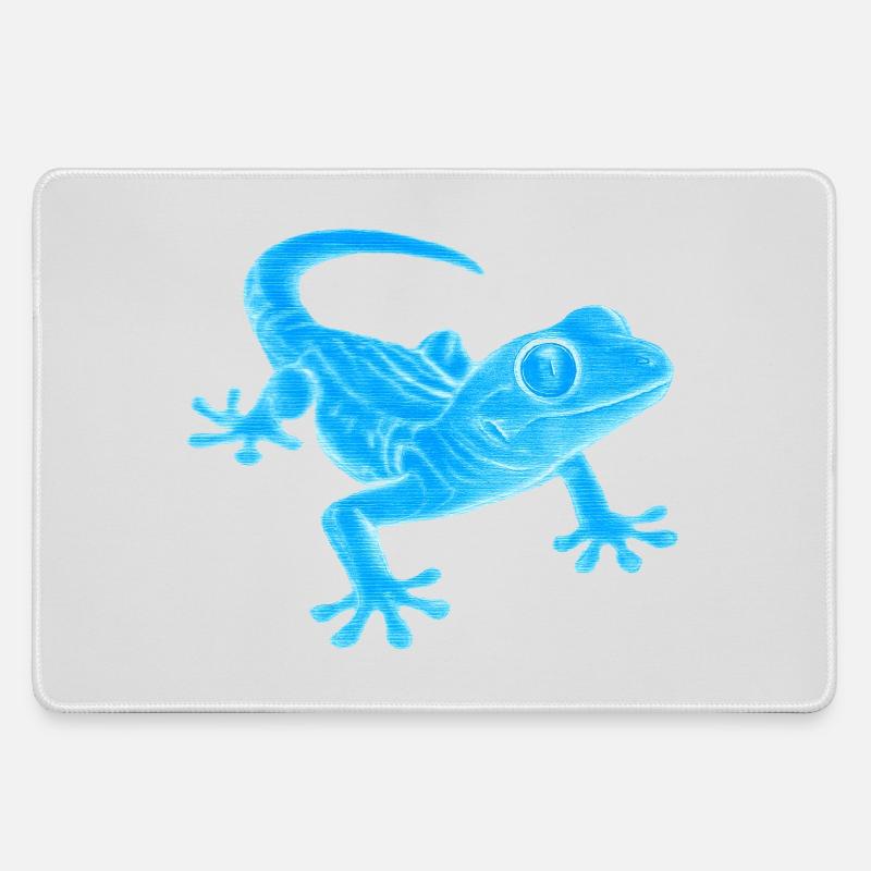 Blue Gecko Silhouette Pattern - Large Gaming Mouse Mat - grey