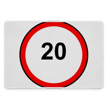 Tempo20 Schild Retro Illustration - Mousepad groß für Gamer - Grau - Vorne