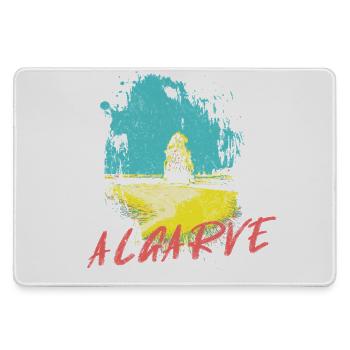 Strand Felsen Algarve Illustration Portugal - Mousepad groß für Gamer - Grau - Vorne