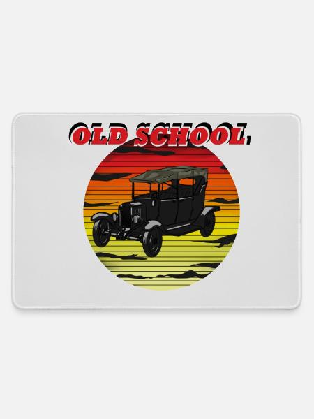 Old School Sunset Car - Mousepad groß für Gamer - Grau
