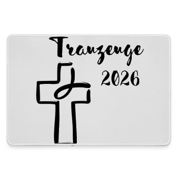 Trauzeuge 2026 Hochzeit christlich Kreuz Fisch - Mousepad groß für Gamer - Grau - Vorne