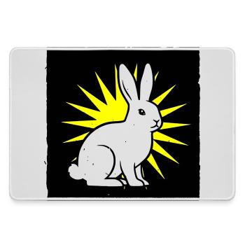 Cooler Hase im Punk Rock & Pop Art Stil - Mousepad groß für Gamer - Grau - Vorne
