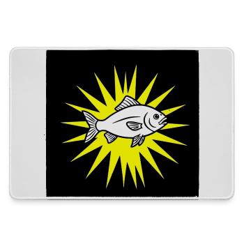 Cooler Fisch im Punk Rock & Pop Art Stil - Mousepad groß für Gamer - Grau - Vorne