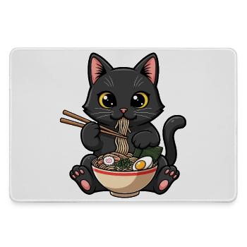 Schwarze Katze gierige Ramen - Mousepad groß für Gamer - Grau - Vorne