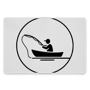 Angler in Boat Silhouette Logo Clean - Large Gaming Mouse Mat - grey - Front