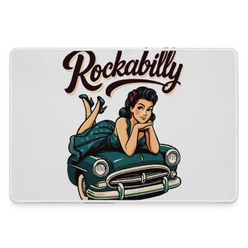 Rockabilly Vintage Car Pin Up Girl Gift - Large Gaming Mouse Mat - grey - Front