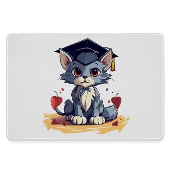 Abschluss Katze mit Graduationskappe - Mousepad groß für Gamer - Grau - Vorne