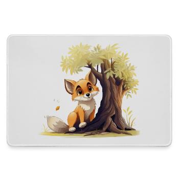 Waldfuchs am goldenen Baum - Mousepad groß für Gamer - Grau - Vorne