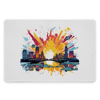 Stadtfeuerwerk Skyline Spritz - Mousepad groß für Gamer - Grau - Vorne