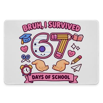 Bruh ich habe 67 Schultage überlebt - Mousepad groß für Gamer - Grau - Vorne