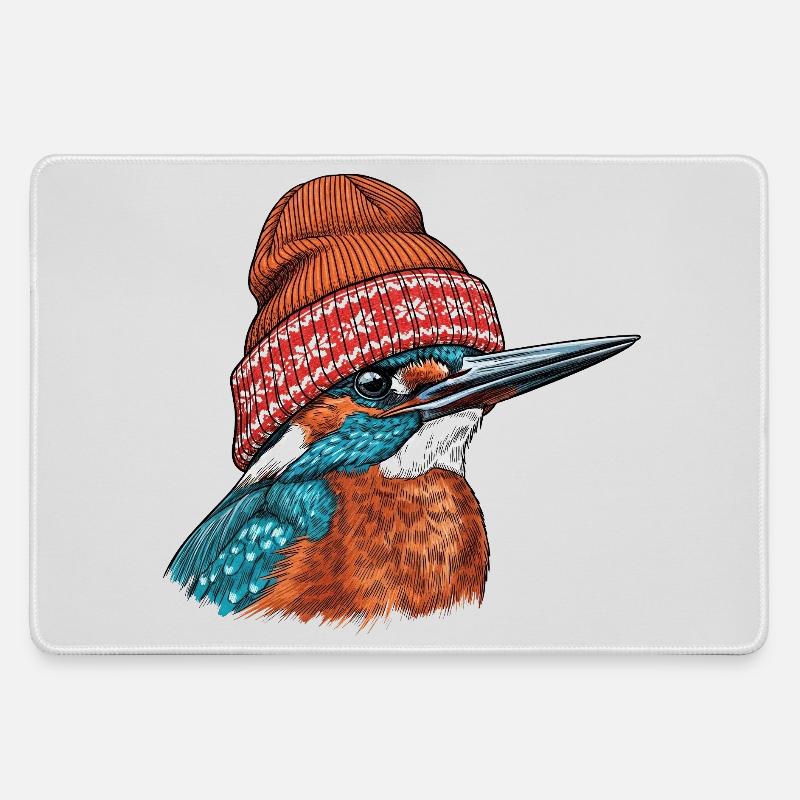 Kingfisher Cozy Beanie - Large Gaming Mouse Mat - grey