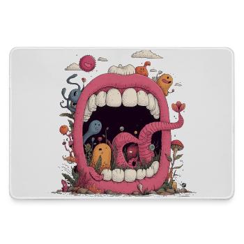 Monde de la Bouche Rose avec des Créatures - Grand tapis de souris gamer - bruyère - Devant