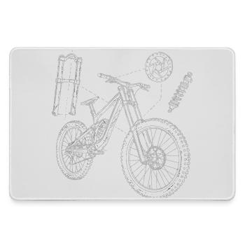 MTB Geometry Sketch: Downhill Exploded Drawing - Large Gaming Mouse Mat - grey - Front