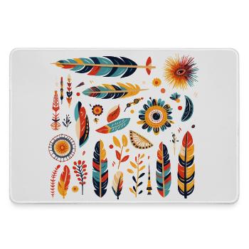 Motif de plumes et fleurs bohèmes - Grand tapis de souris gamer - bruyère - Devant
