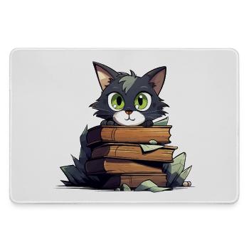 Cat Book Stack - Large Gaming Mouse Mat - grey - Front