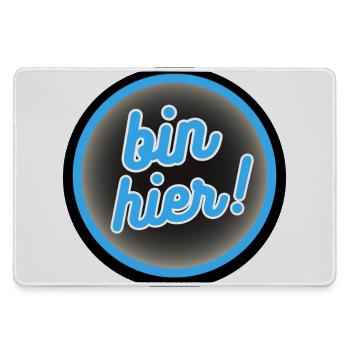 Bin Hier! Neon Kreis Badge - Mousepad groß für Gamer - Grau - Vorne