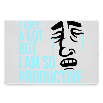 I Cry A Lot But I Am So Productive Lustig Emotion - Mousepad groß für Gamer - Grau - Vorne