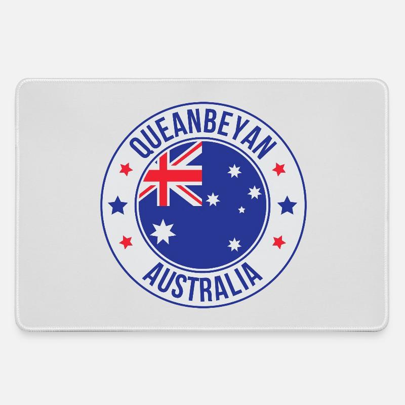 Queanbeyan Australia Emblem Badge - Large Gaming Mouse Mat - grey