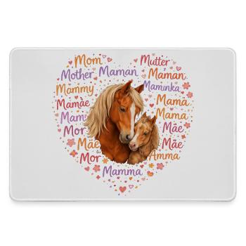 Pferde Mama Herz – Muttertag Geschenk Pferdeliebe - Mousepad groß für Gamer - Grau - Vorne
