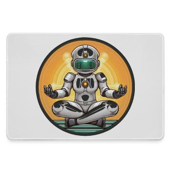 Robot Meditation im Neon-Kreis - Mousepad groß für Gamer - Grau - Vorne