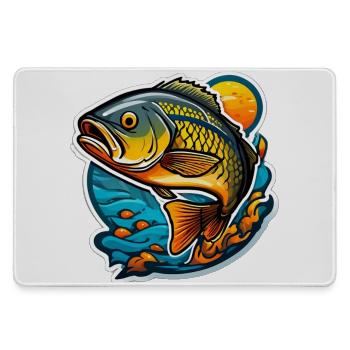 Blazing Koi on Wave and Sun - Large Gaming Mouse Mat - grey - Front