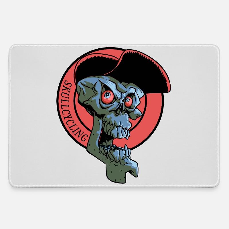 Laughing Cyclist's Skull - Large Gaming Mouse Mat - grey