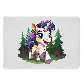 Bunter Waldunikorn im Glück - Mousepad groß für Gamer - Grau - Vorne